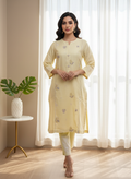 Butter Yellow Embroidered Two Piece (Shirt/Pant)