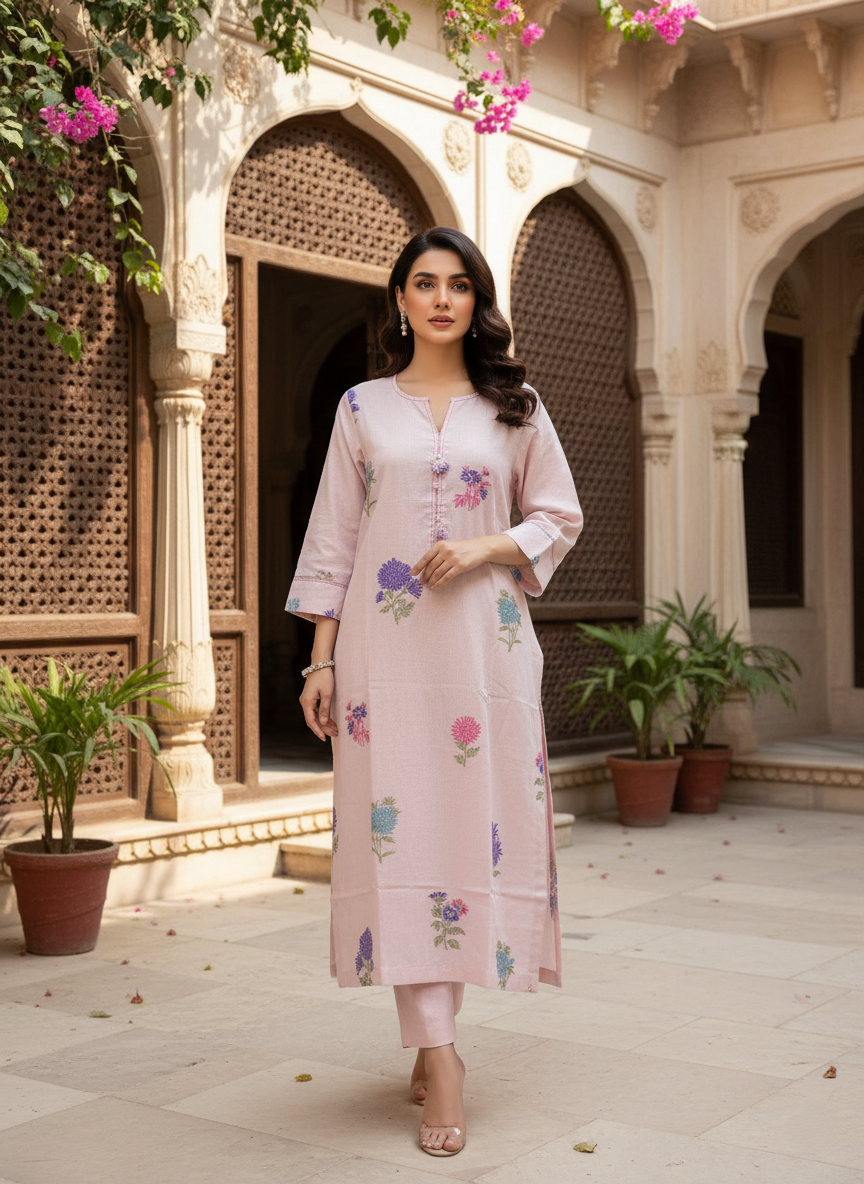 Pink Long Jacquard Shirt